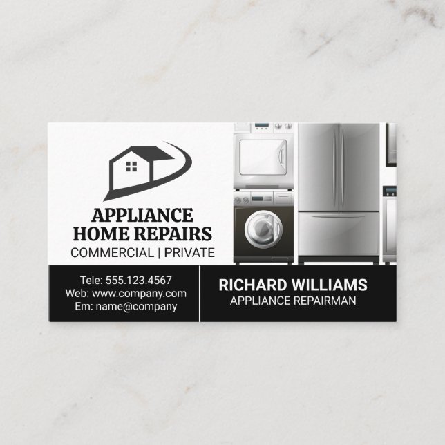 Tarjeta De Visita Aparatos de cocina | Logotipo de la casa (Anverso)