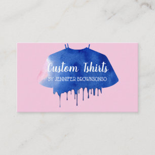 Tarjeta De Visita Aparatos de ropa de camiseta de goteo rosa azul