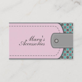 Tarjeta De Visita apariencia de cuero rosa Rosa y gris patrón, verde