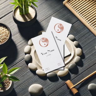 Tarjeta De Visita Apariencia de oro rosa yin yang -vertical