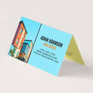 Tarjeta De Visita Apartamentos y casas - Agente Inmobiliario QR pleg