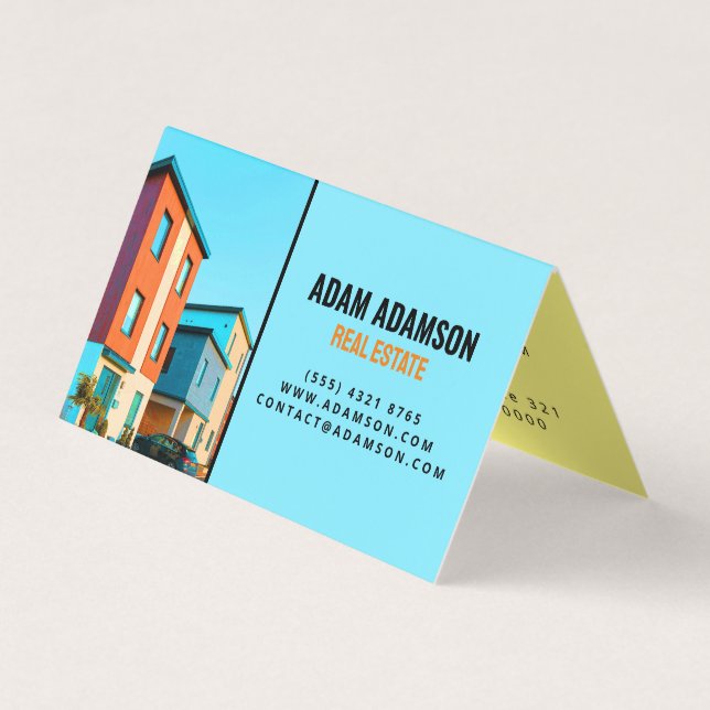 Tarjeta De Visita Apartamentos y casas - Agente Inmobiliario QR pleg (Anverso)