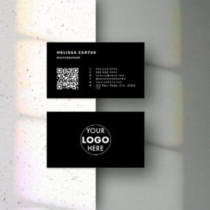 Tarjeta De Visita ¡Apártate!   Código QR y logotipo fáciles   Negro 