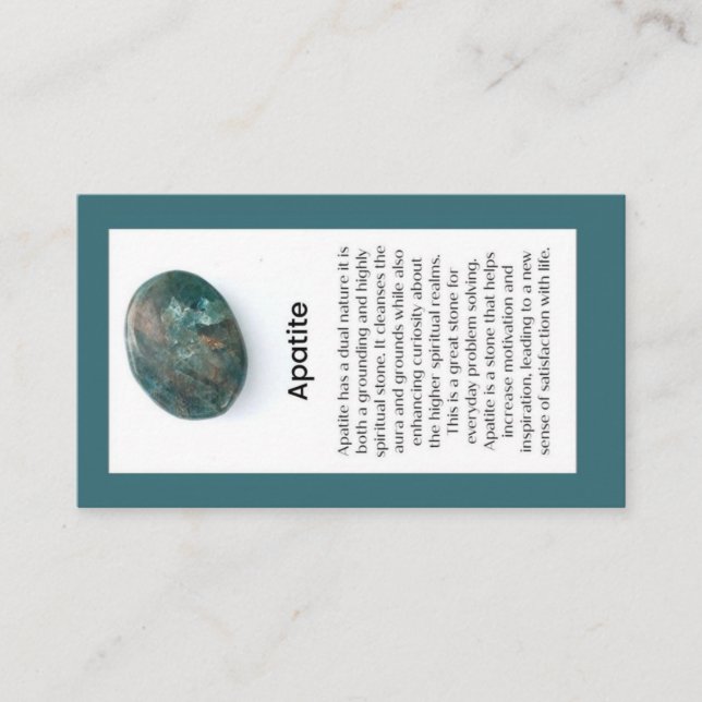 Tarjeta De Visita Apatite Crystal Significing Jewelry Display Gemsto (Anverso)