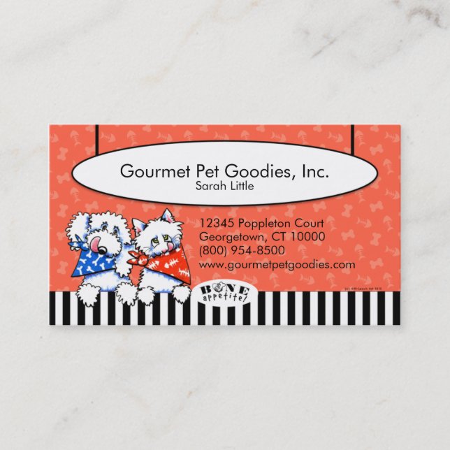 Tarjeta De Visita ¡Apetito de gato por huesos! Mascota Gourmet Foods (Anverso)