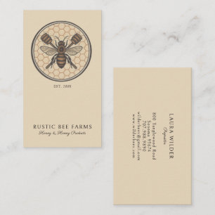 Tarjeta De Visita Apiario de Abejas de Miel Rústicas Apicultor