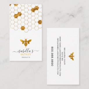 Tarjeta De Visita Apiario de Apicultor Abeja Miel Falso Oro Foi