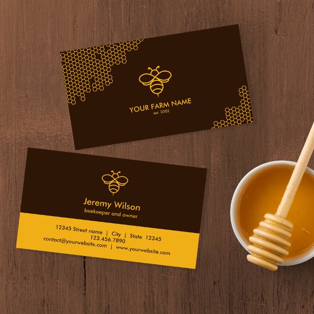 Tarjeta De Visita Apiarista Abeja Granja Miel Bu Moderno (Subido por el creador)