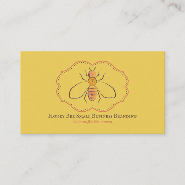 Tarjeta De Visita Apiary Honey Farmer Yellow Beving (Anverso)