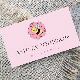 Tarjeta De Visita Apicultor Cute Abeja Icono Girly Rosa Mínimo