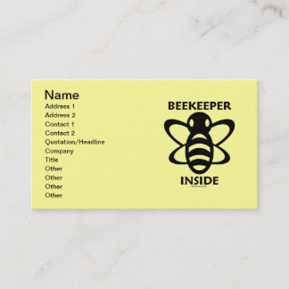 Tarjeta De Visita Apicultor Dentro (Dibujo de Abeja Blanco y Negro)