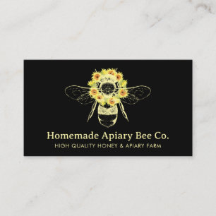 Tarjeta De Visita Apisultor de abeja girasol negra de miel