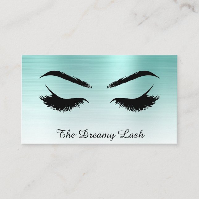 Tarjeta De Visita *~* Aplastan Extensiones de Brows QR AZUL VERDE AZ (Anverso)