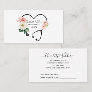 Tarjeta De Visita Aplicación de estetoscopio floral acuarela para en