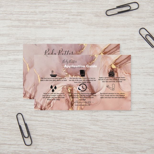 Tarjeta De Visita Aplicación para la mantequilla corporal Pink Gold  (Anverso/Reverso In Situ)