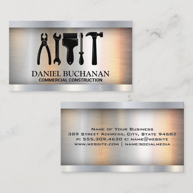 Tarjeta De Visita Apliques | Herramientas de cartón (Anverso / Reverso)