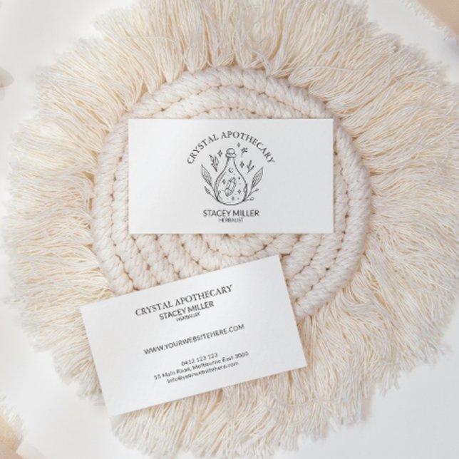 Tarjeta De Visita Apothecary de la nueva era simple en blanco y negr (Subido por el creador)