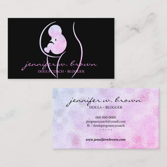 Tarjeta De Visita Apoyo al entrenador de Doula Birth (Anverso / Reverso)