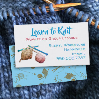 Tarjeta De Visita Aprender a amamantar Needles Yarn Lecciones de pun