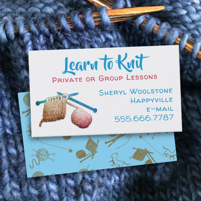 Tarjeta De Visita Aprender a amamantar Needles Yarn Lecciones de pun (Subido por el creador)