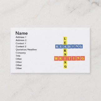 Tarjeta De Visita Aprendizaje de la escritura de la lectura
