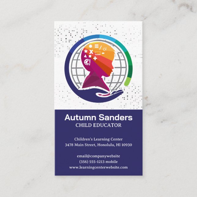 Tarjeta De Visita Aprendizaje y educación de los niños (Anverso)