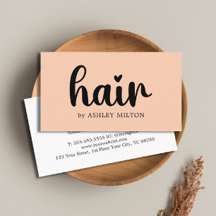 Tarjeta De Visita Apricot Elegante Simple Negrita Estilo de pelo neg