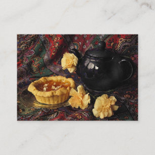 Tarjeta De Visita Apricot Tart con Teapot y Carnations ATC