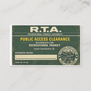 Tarjeta De Visita Aprobación de Acceso Público R.T.A.