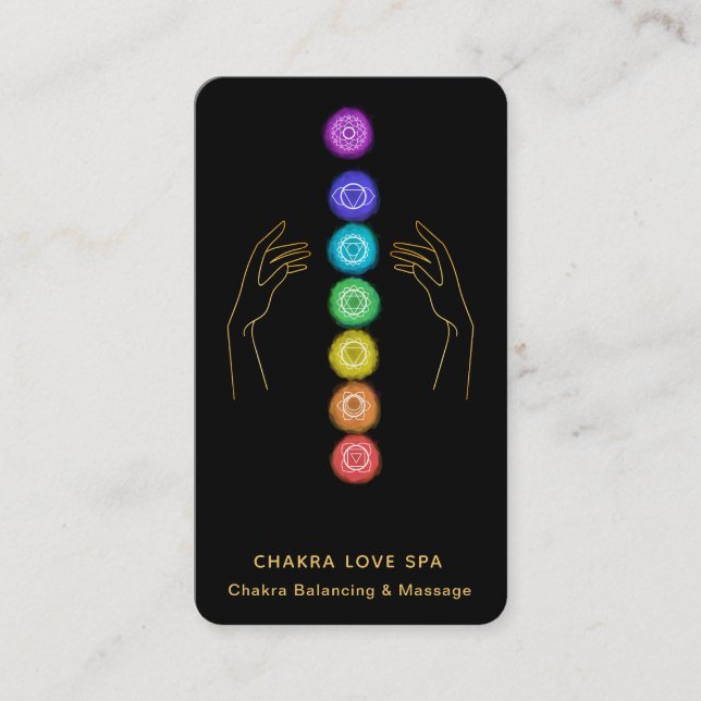Tarjeta De Visita *~* Aprovecha Los Símbolos Chakra + Manos De Curac (Anverso)