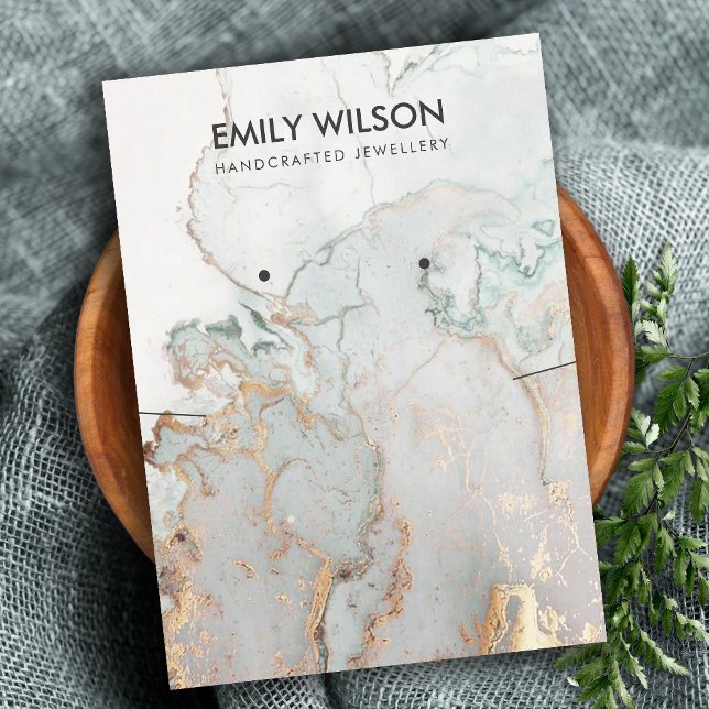 TARJETA DE VISITA AQUA AZUL GOLD AGATE MARBLE NECKLACE STUD PANPLAY (Subido por el creador)