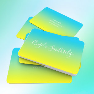 Tarjeta De Visita Aqua Azul y Amarillo Ombre