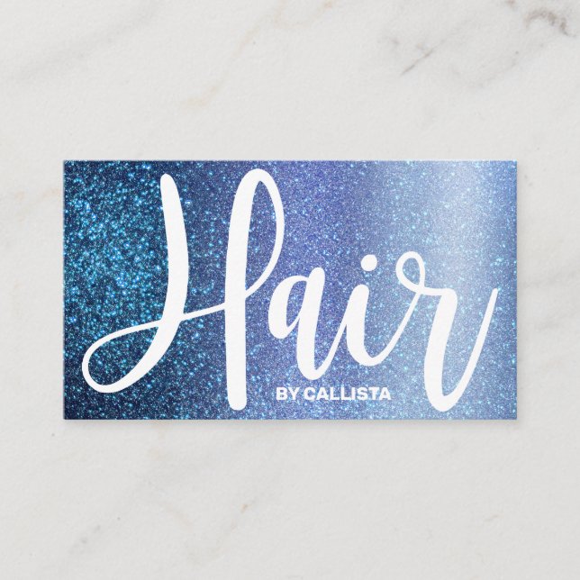Tarjeta De Visita Aqua Baby Blue Triple Purpurina Ombre (Anverso)