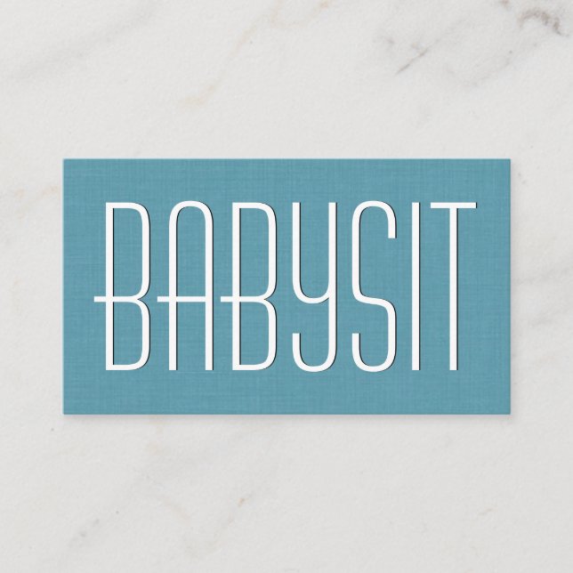 Tarjeta De Visita Aqua BABYSITTER de estilo simple V383A (Anverso)