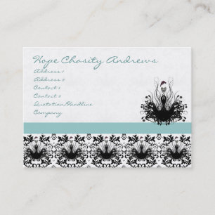 Tarjeta De Visita Aqua Blue Fashion Diva Damask