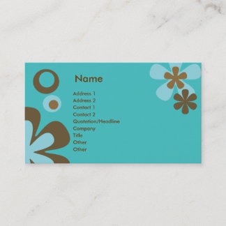Tarjeta De Visita Aqua Flowers