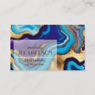 Tarjeta De Visita Aqua Gold Blue Purple Veins Agite