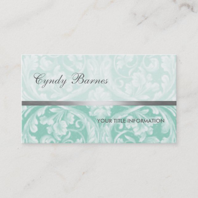 Tarjeta de visita Aqua Renaissance Damask (Anverso)