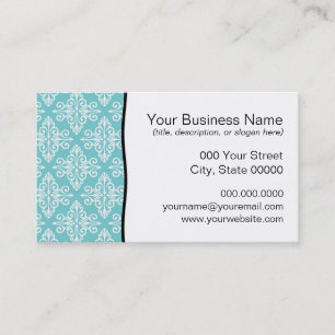 Tarjeta De Visita Aqua Terroso y Damask Blanco