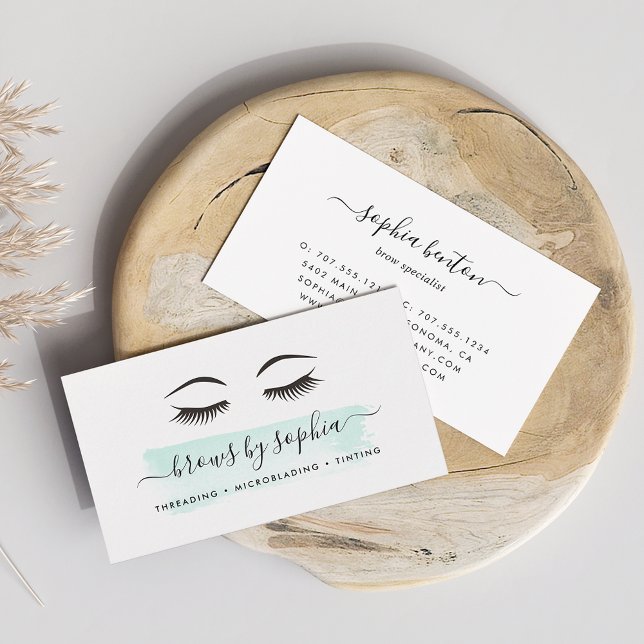 Tarjeta De Visita Aqua Watercolor Brow Services (Subido por el creador)