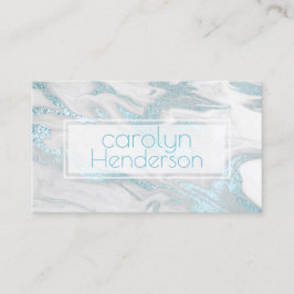 Tarjeta de visita Aquamarine and White Marble