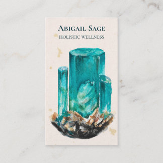 Tarjeta De Visita Aquamarine Crystal Holístico Yoga Espiritual