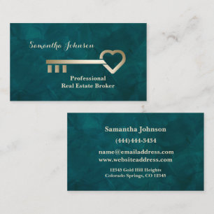Tarjeta de visita Aquamarine Real Estate Gold Key