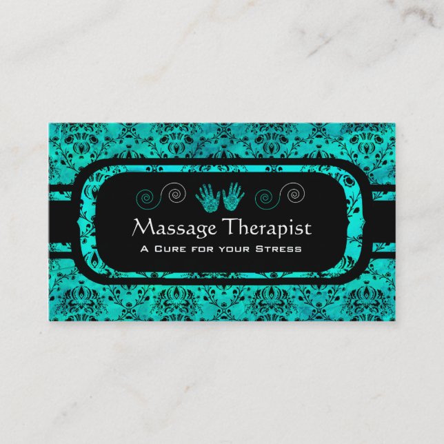 Tarjeta De Visita Aquamarine y negro (Anverso)