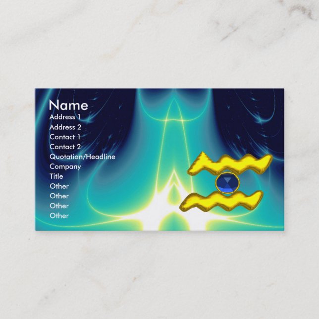 Tarjeta De Visita AQUARIUS GOLD JEWEL zafiro brillante amarillo azul (Anverso)