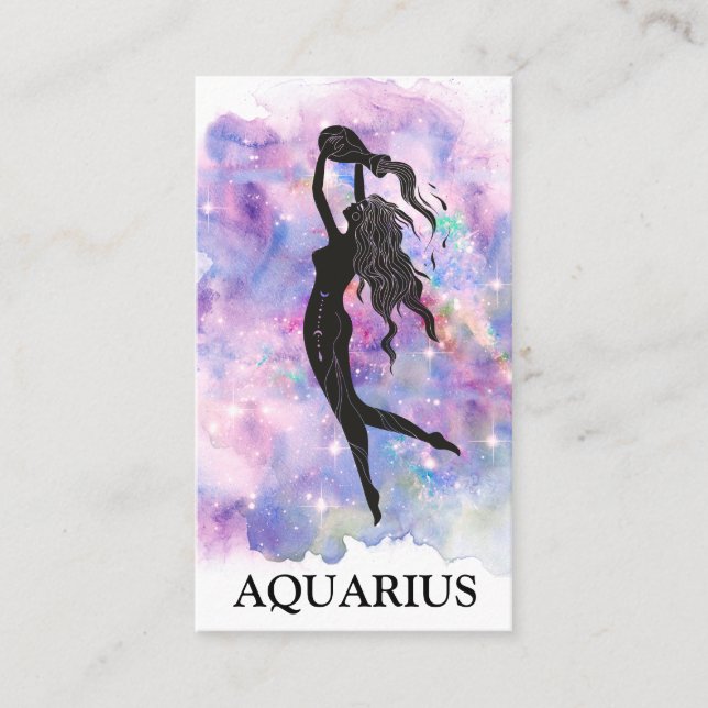 Tarjeta De Visita *~* AQUARIUS Lecturas Astrológicas Zodiacas Azules (Anverso)