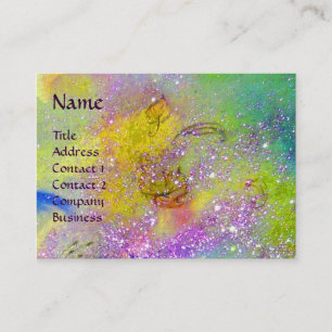 Tarjeta De Visita AQUARIUS, morado violeta, verde, dorado brillante 