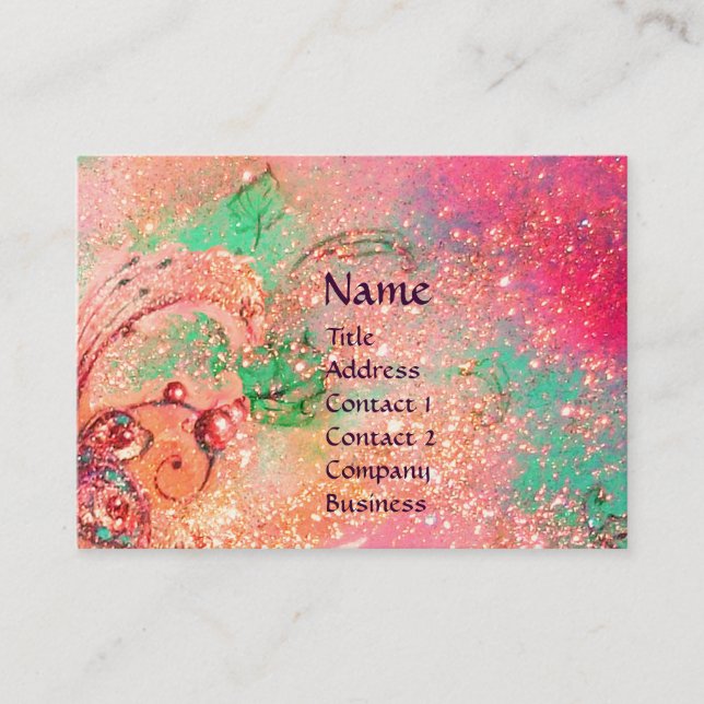 Tarjeta De Visita AQUARIUS, rosa, fucsia, verde, dorado brillante (Anverso)