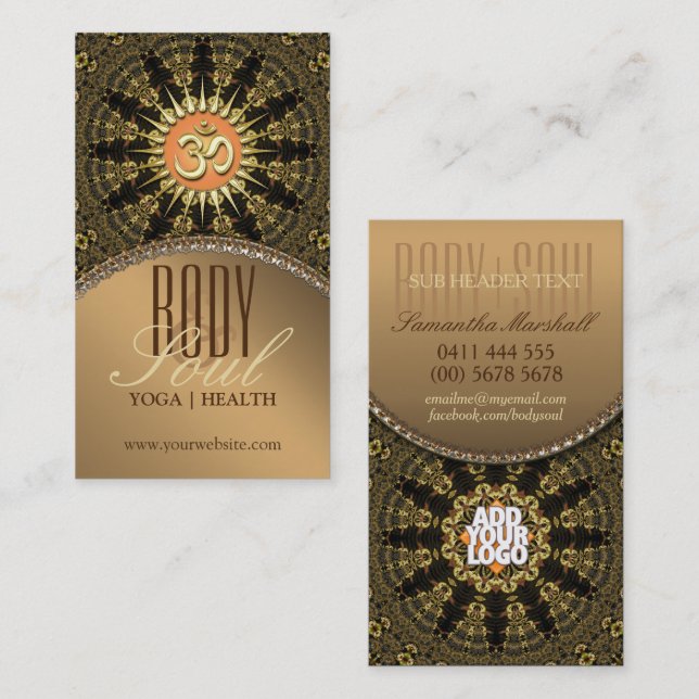 Tarjeta De Visita Arabesque Mandala Gold OM New Age Business Card (Anverso / Reverso)