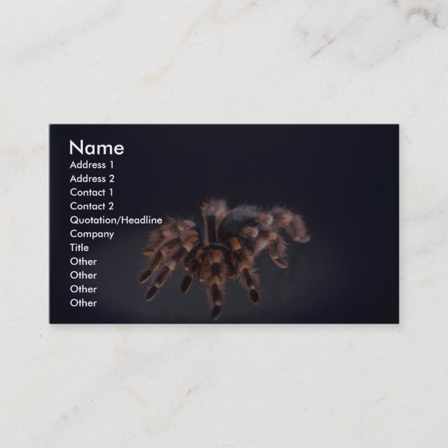 Tarjeta De Visita Araña asustadiza del Tarantula (Anverso)